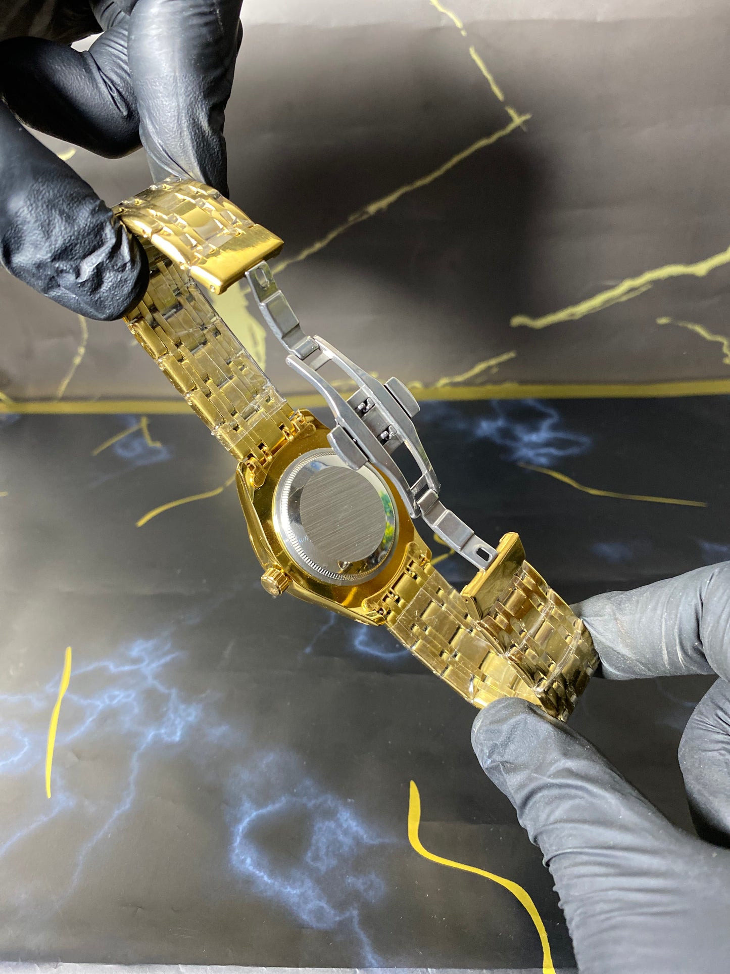 C-K Golden Steel Watch with Black Dial