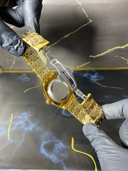 C-K Golden Steel Watch with Black Dial