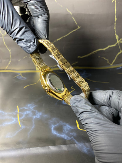 C-K Golden Steel Watch with Black Dial